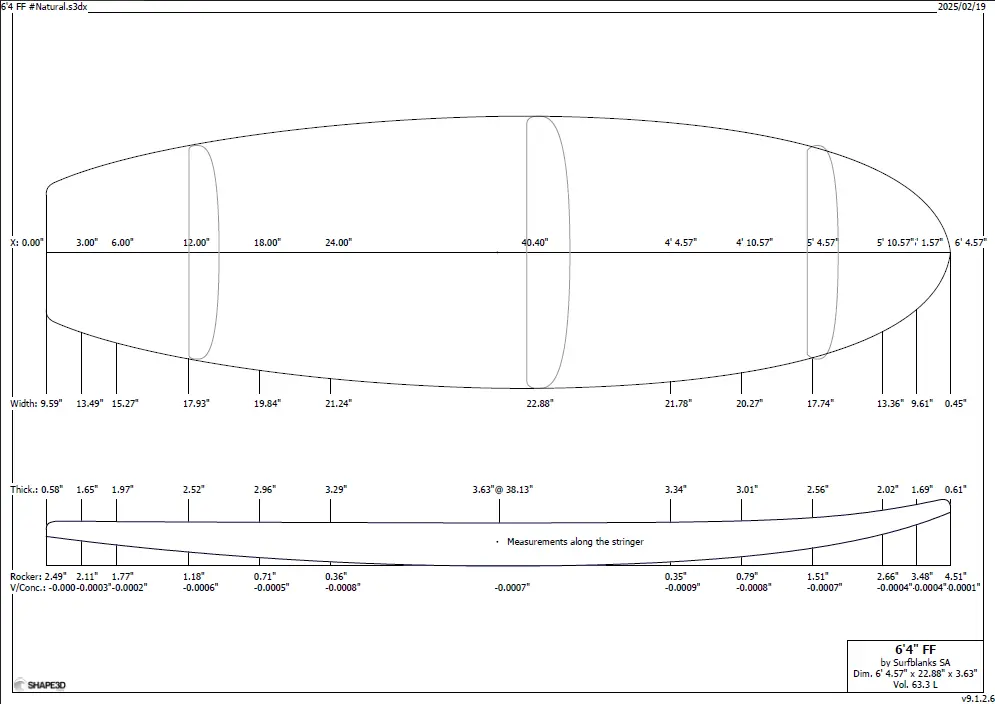 SurfBlanks 6'4 FISH 4mm BLACK