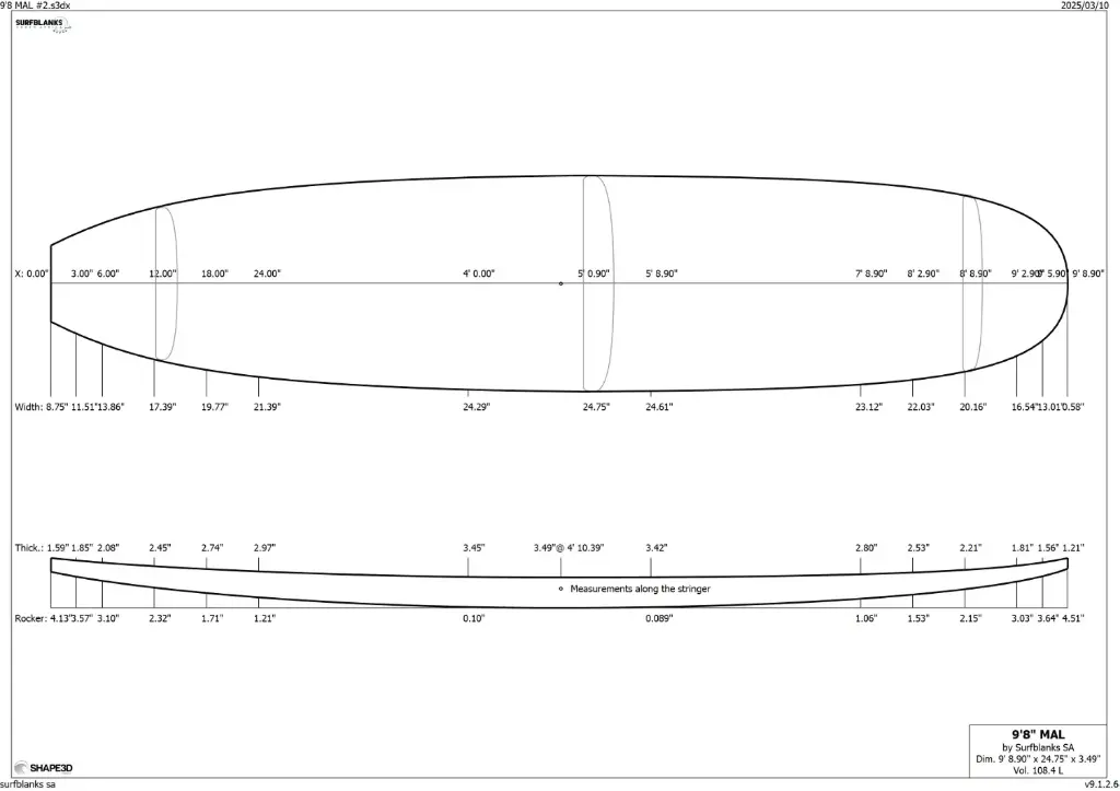 Surf Blanks 9'8 OBS 7MM 