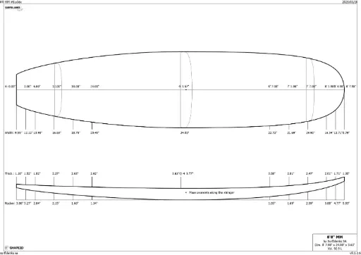 SurfBlanks 8'8 Mid Length 6mm OBS stringer
